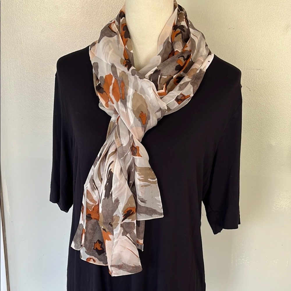 St. John Silk Floral Print Scarf